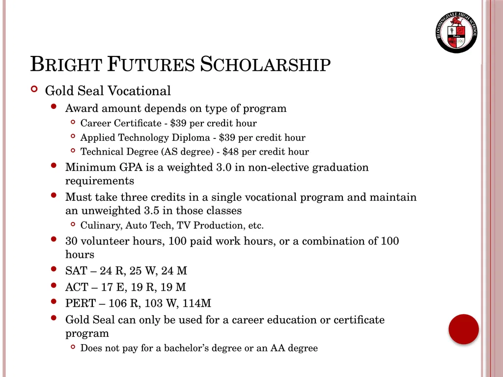 Senior Night Graduation Requirements, College - slide 34 of 42