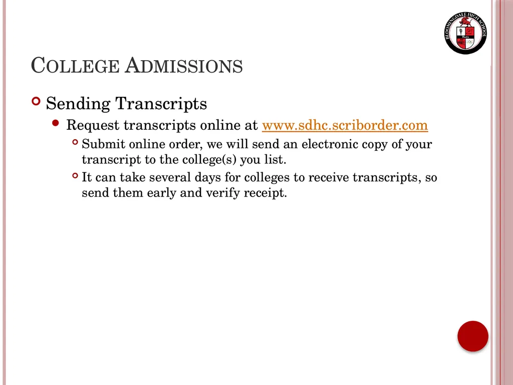 Senior Night Graduation Requirements, College - slide 19 of 42