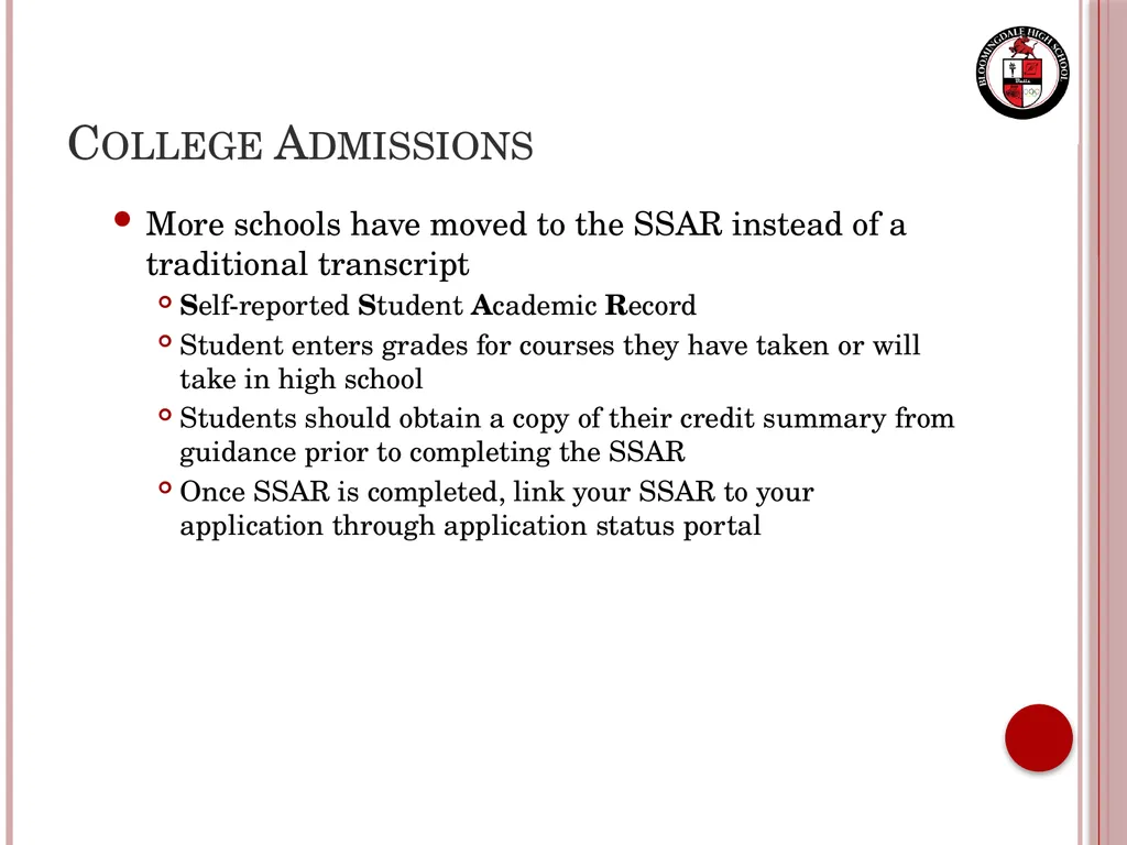 Senior Night Graduation Requirements, College - slide 20 of 42