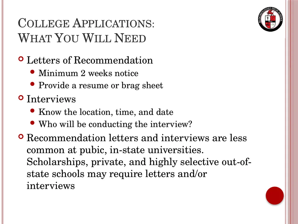Senior Night Graduation Requirements, College - slide 15 of 42