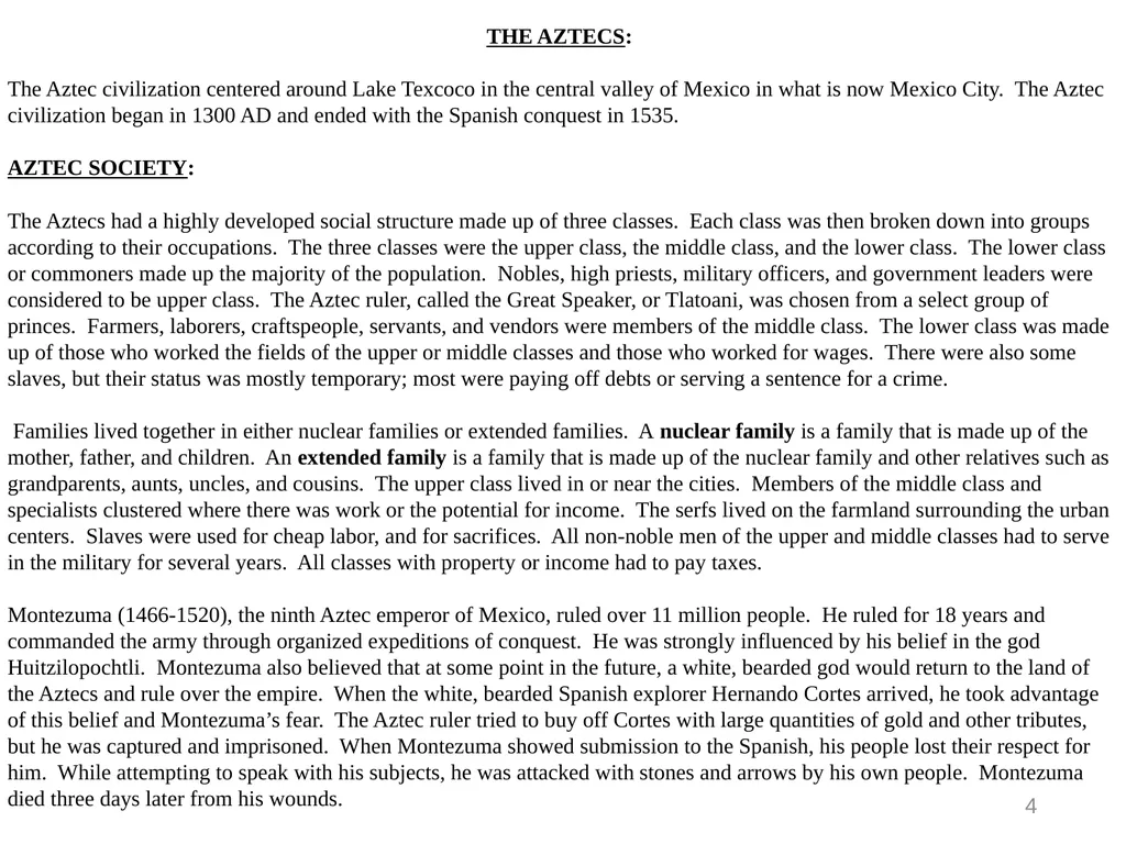 Aztec Gallery 4 THE AZTECS: The Aztec civilization - slide 4 of 14