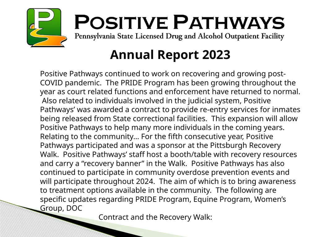 Annual Report 2023 Positive Pathways continued to - slide 1 of 7