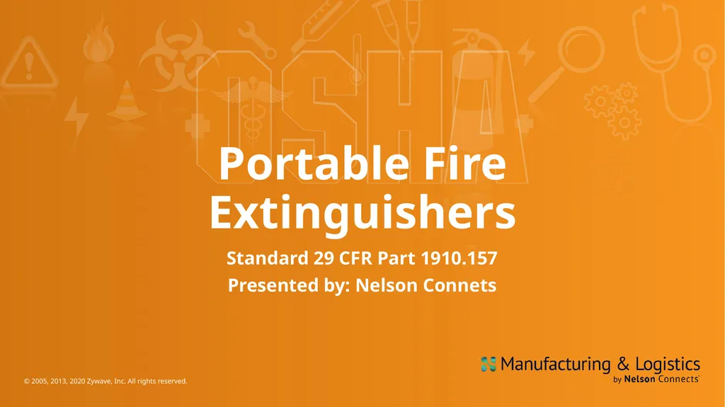 Portable Fire Extinguishers Standard 29 CFR Part - slide 1 of 15
