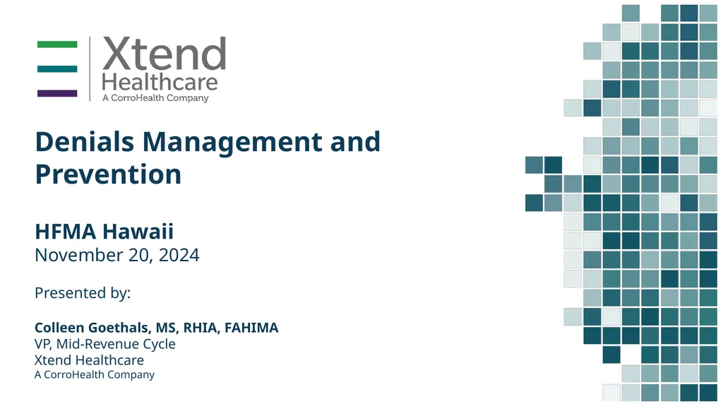 Denials Management and Prevention HFMA Hawaii - slide 1 of 27