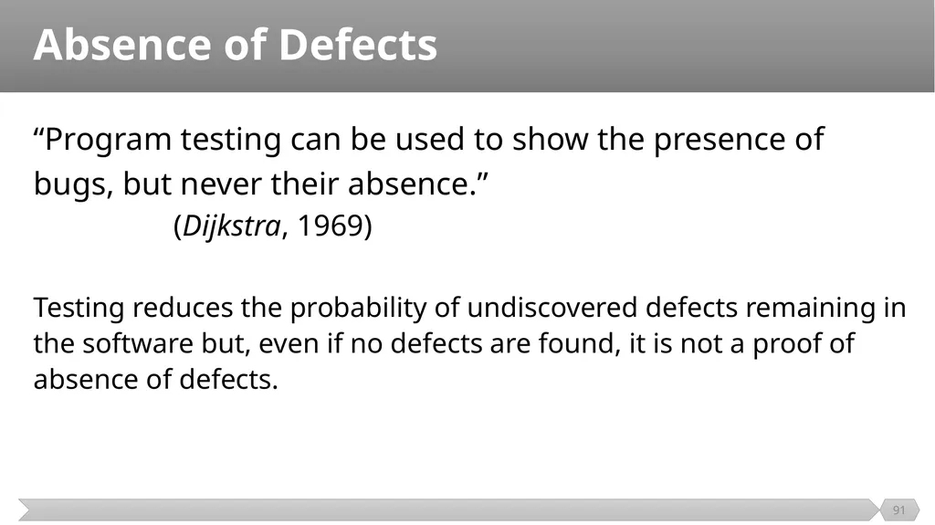 Introduction SE401: Software Quality Assurance and - slide 91 of 94