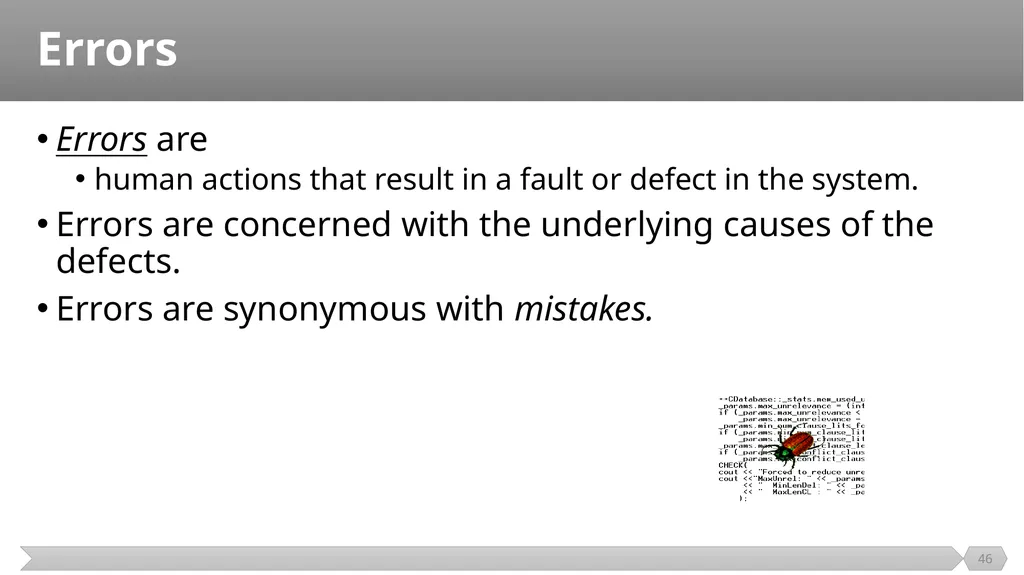 Introduction SE401: Software Quality Assurance and - slide 46 of 94