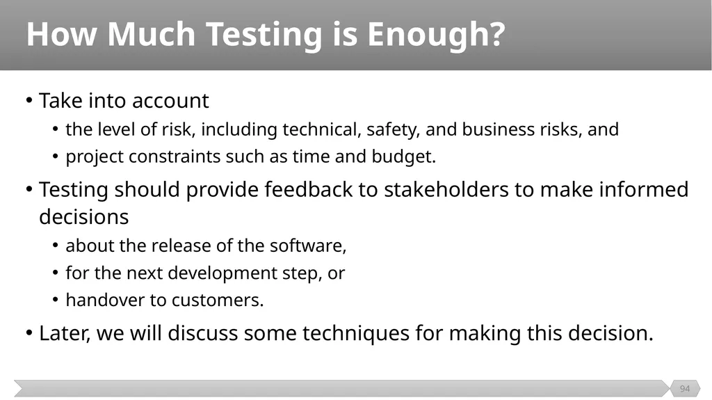 Introduction SE401: Software Quality Assurance and - slide 94 of 94