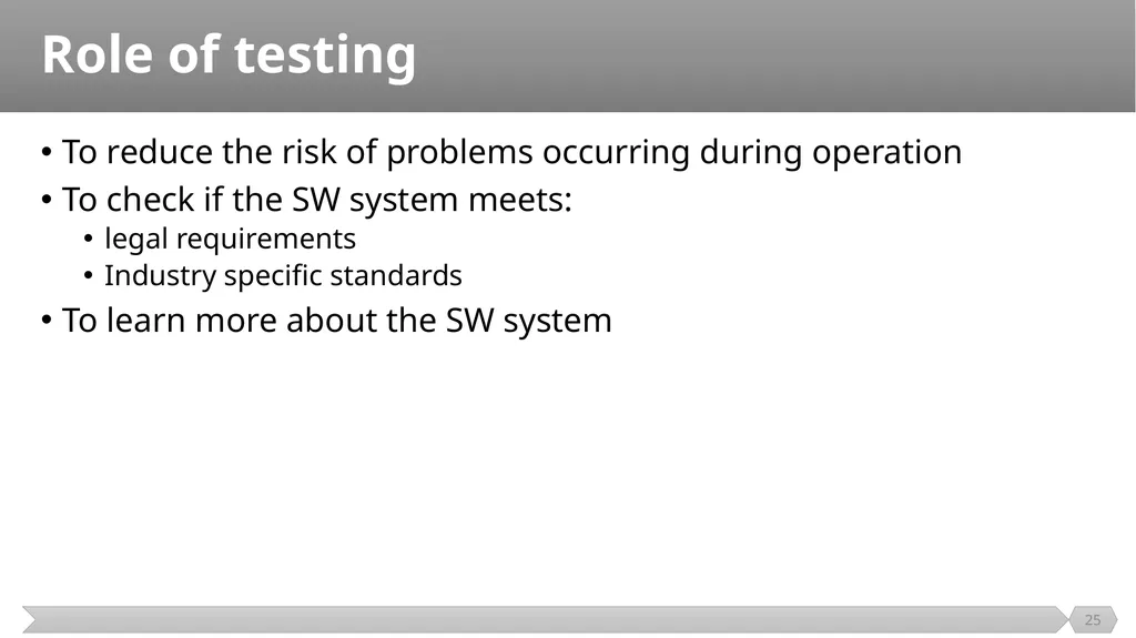 Introduction SE401: Software Quality Assurance and - slide 25 of 94