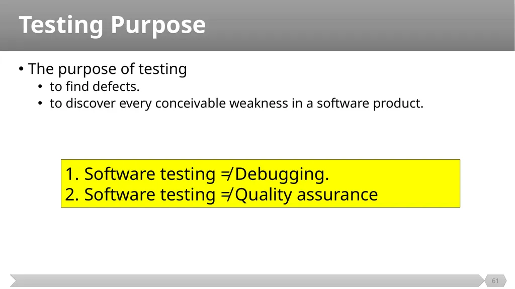 Introduction SE401: Software Quality Assurance and - slide 61 of 94
