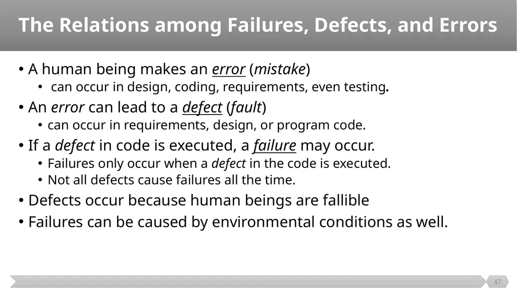 Introduction SE401: Software Quality Assurance and - slide 47 of 94
