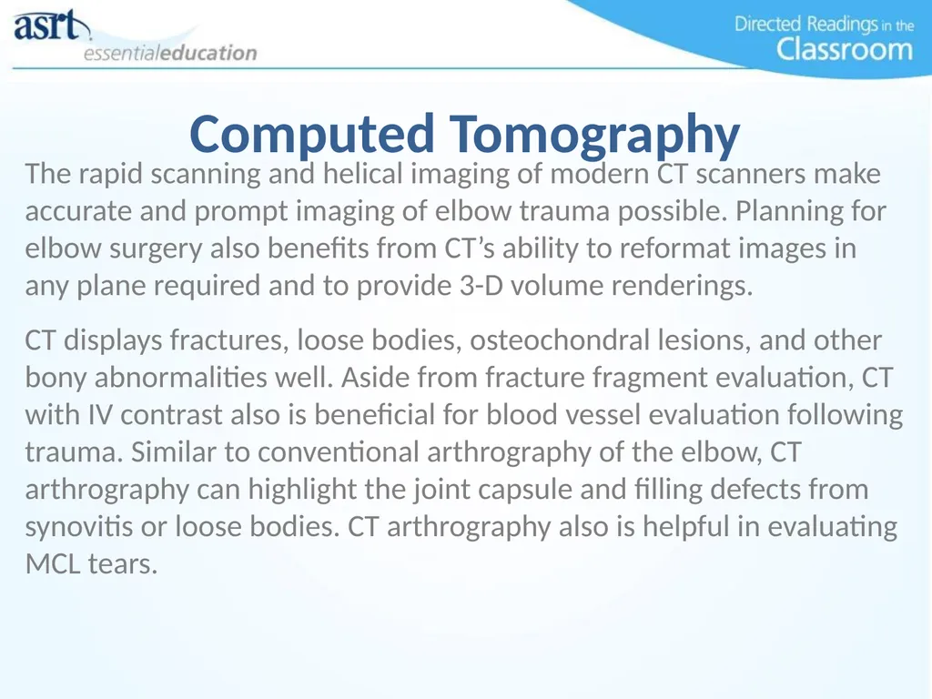 Elbow Injuries Directed Readings In the Classroom - slide 23 of 66