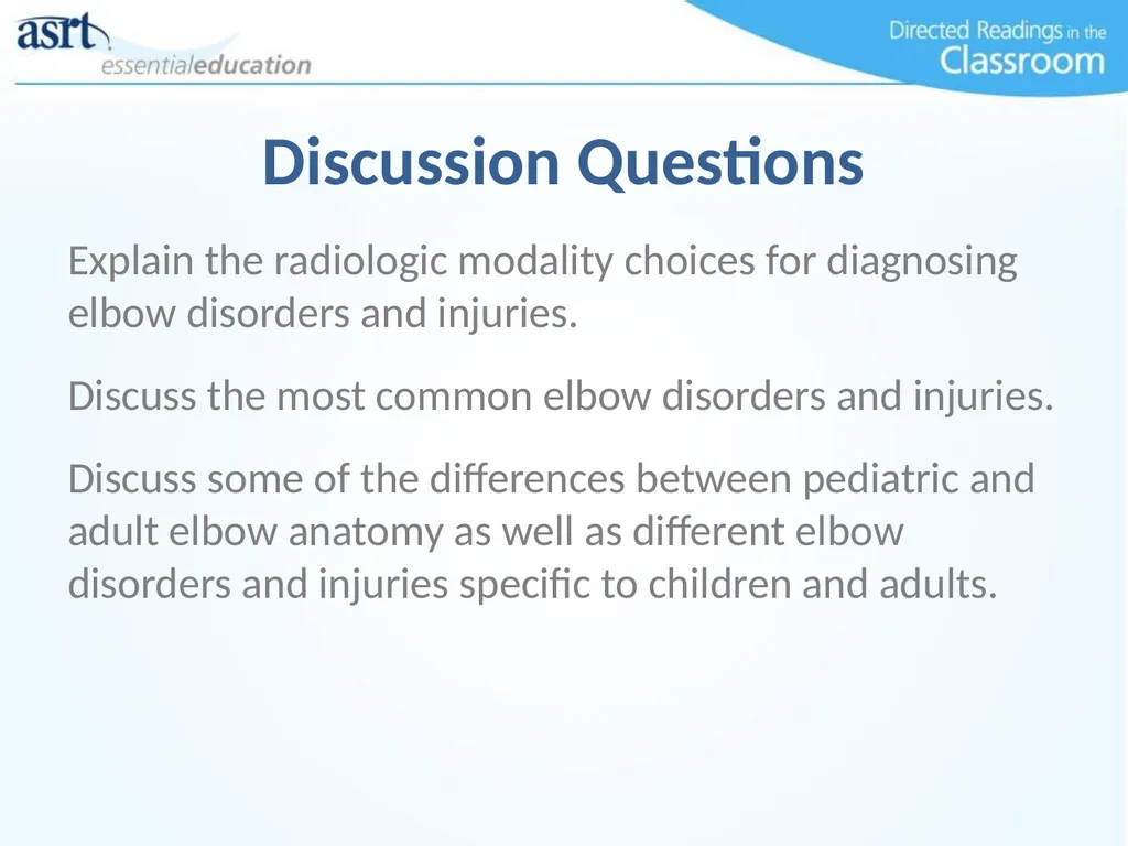 Elbow Injuries Directed Readings In the Classroom - slide 65 of 66