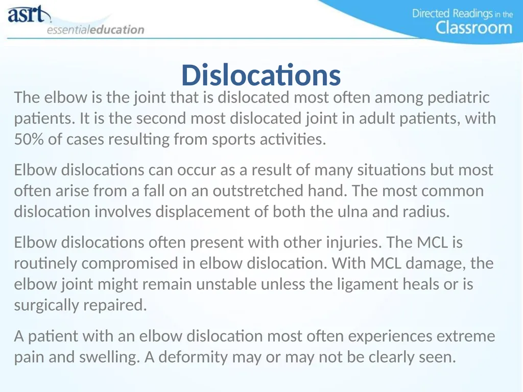 Elbow Injuries Directed Readings In the Classroom - slide 45 of 66