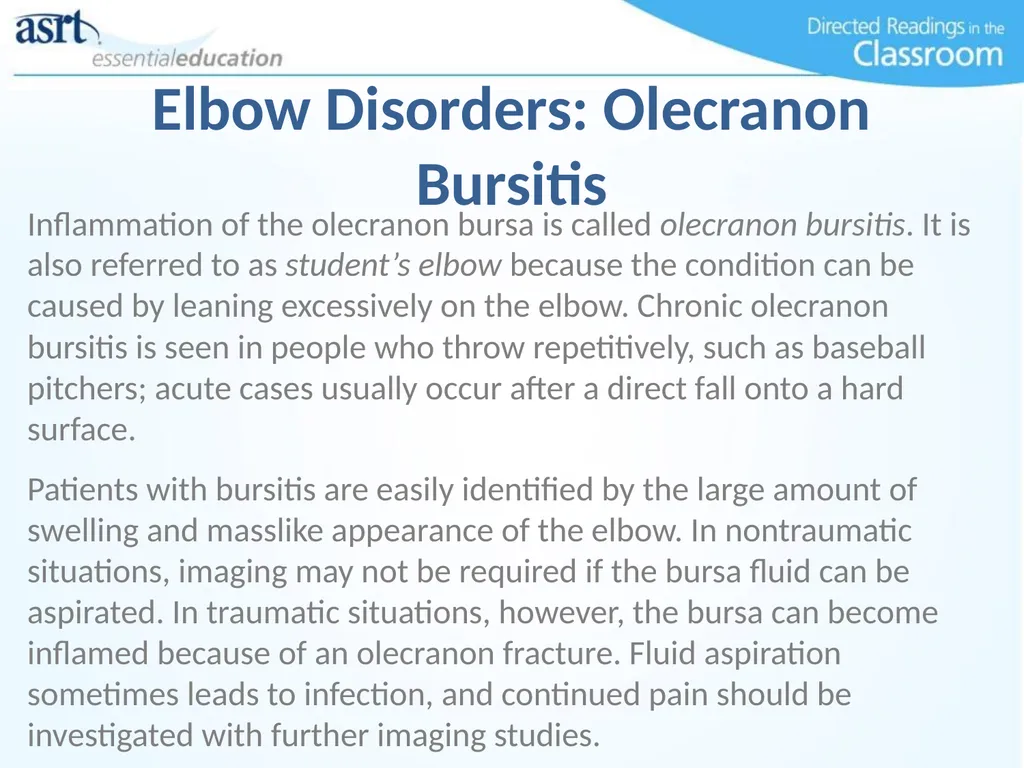 Elbow Injuries Directed Readings In the Classroom - slide 25 of 66