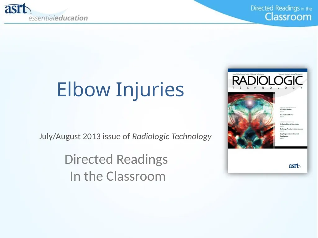 Elbow Injuries Directed Readings In the Classroom - slide 1 of 66
