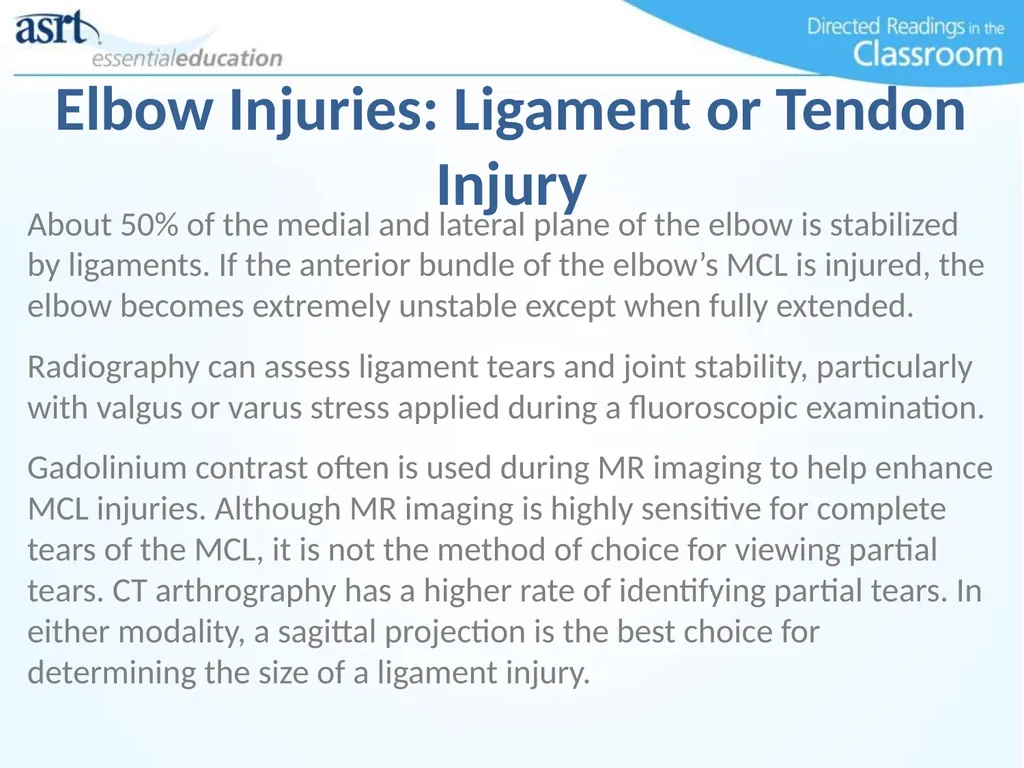 Elbow Injuries Directed Readings In the Classroom - slide 44 of 66