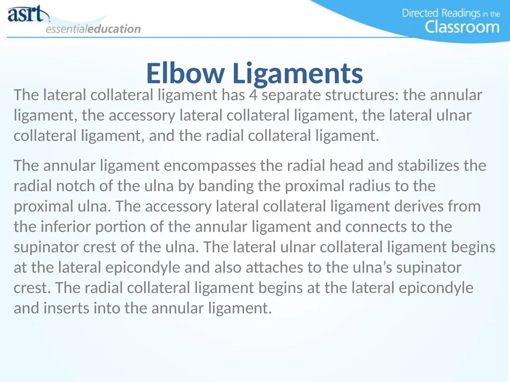 Elbow Injuries Directed Readings In the Classroom - slide 10 of 66