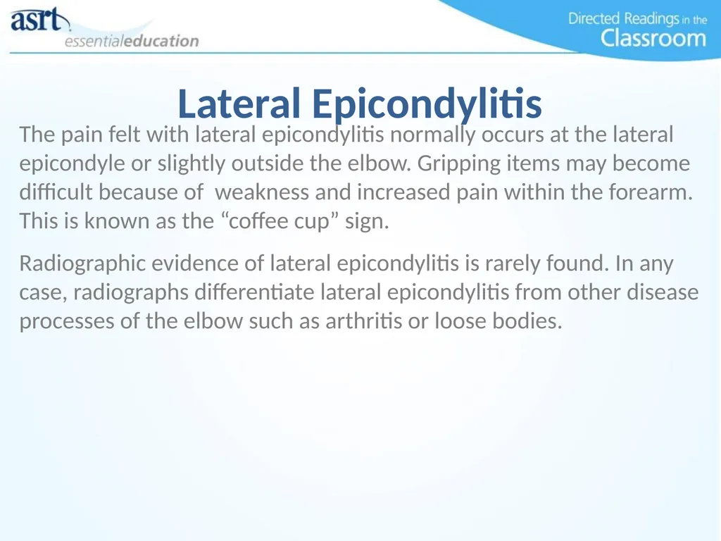 Elbow Injuries Directed Readings In the Classroom - slide 30 of 66
