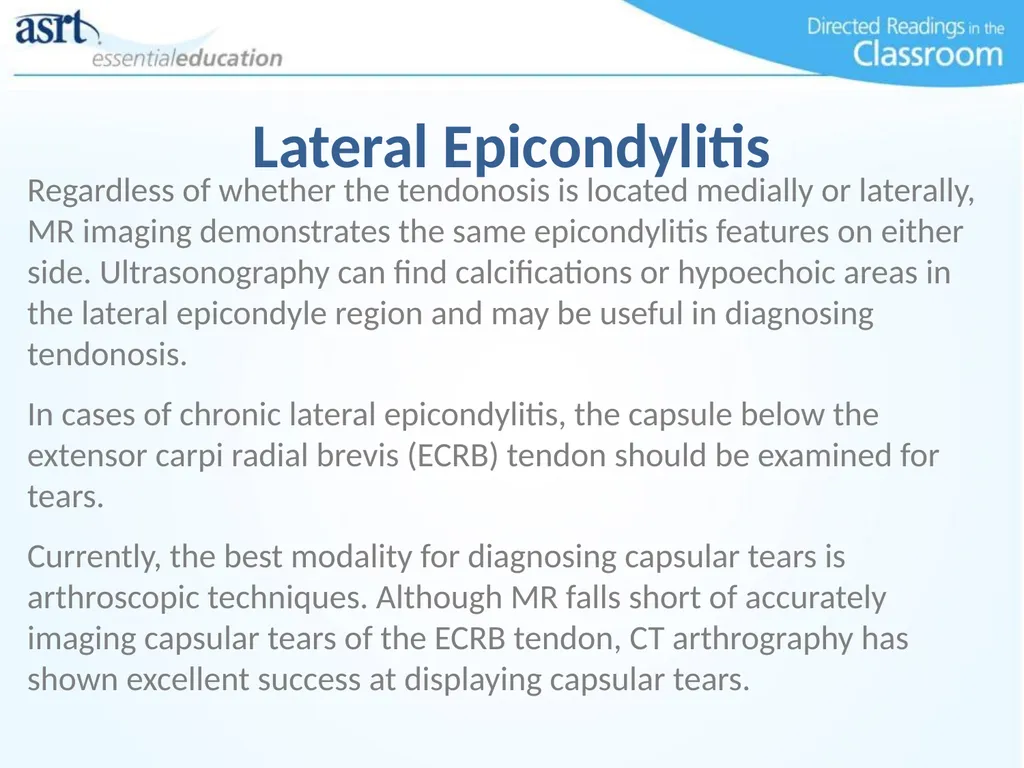Elbow Injuries Directed Readings In the Classroom - slide 31 of 66