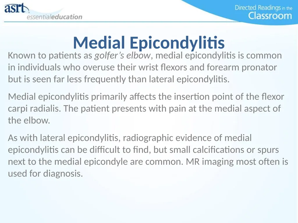 Elbow Injuries Directed Readings In the Classroom - slide 32 of 66