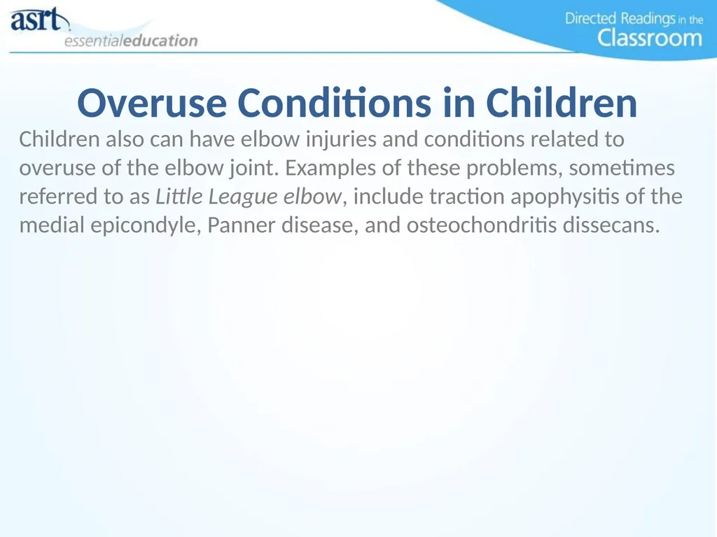 Elbow Injuries Directed Readings In the Classroom - slide 37 of 66