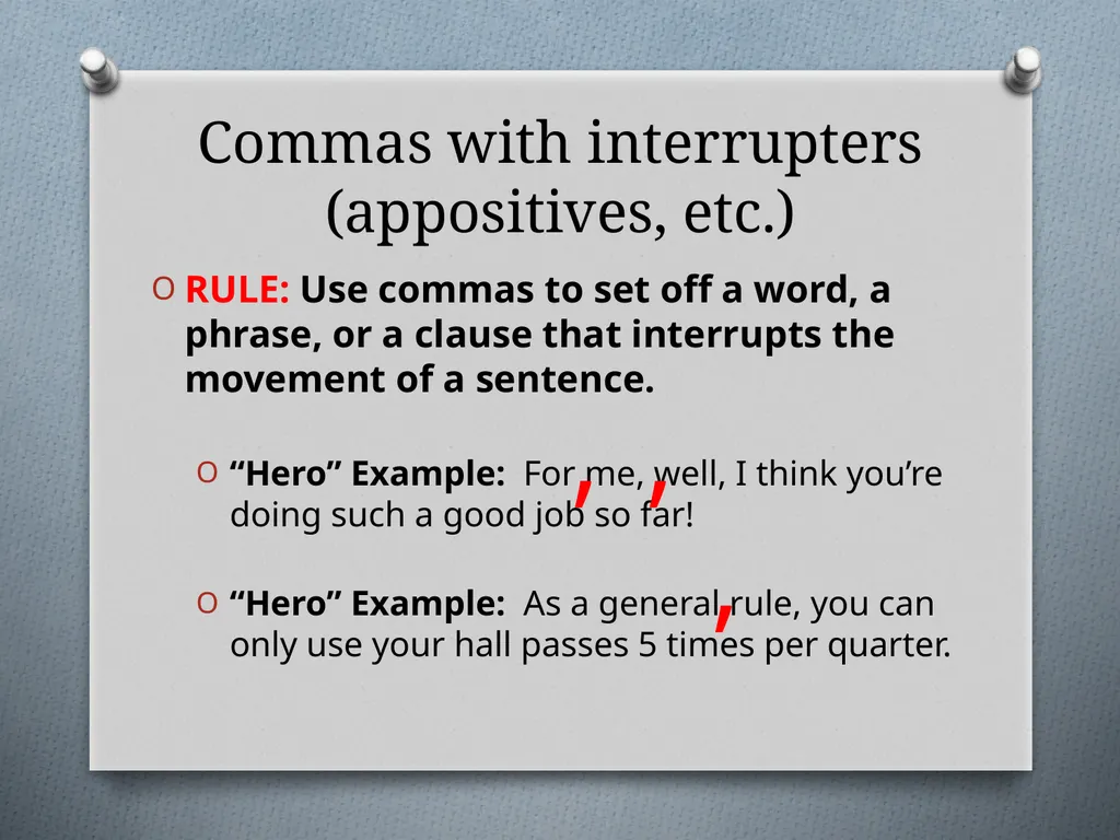 Commas They Save Lives , Comma Rules to Review - slide 19 of 30