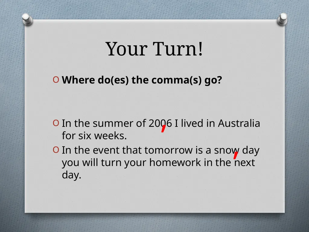 Commas They Save Lives , Comma Rules to Review - slide 16 of 30