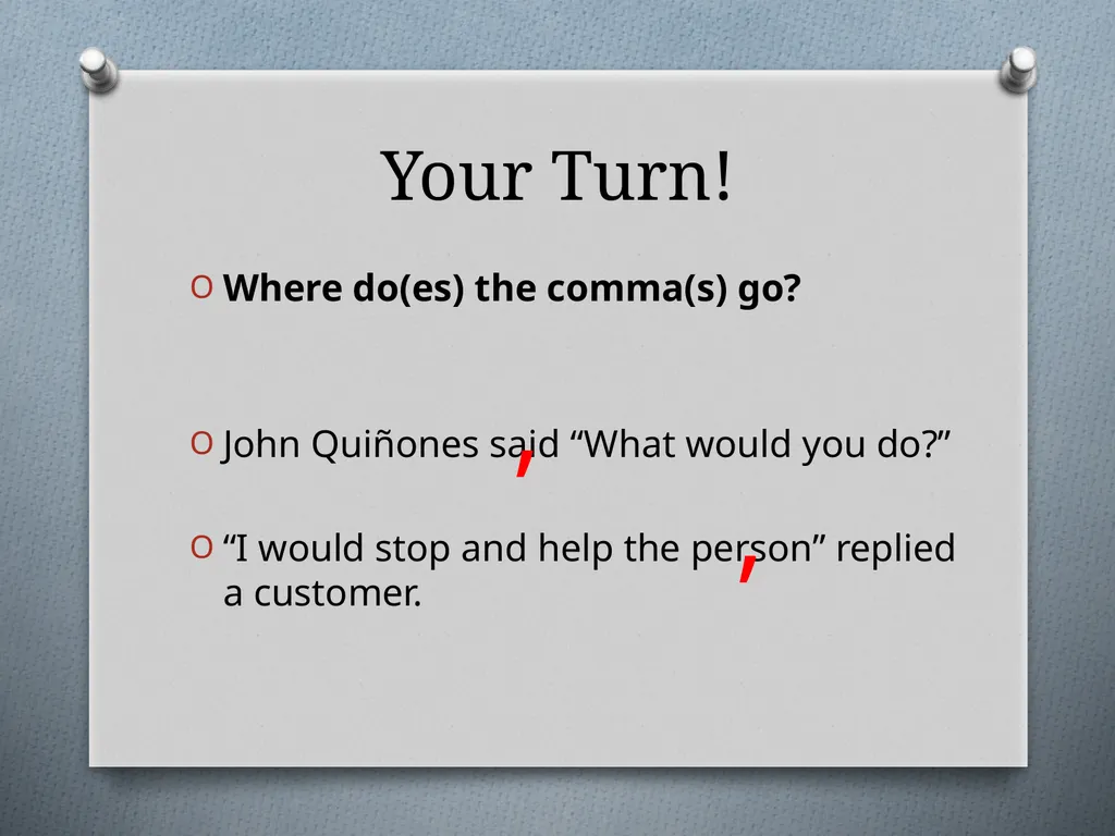 Commas They Save Lives , Comma Rules to Review - slide 28 of 30