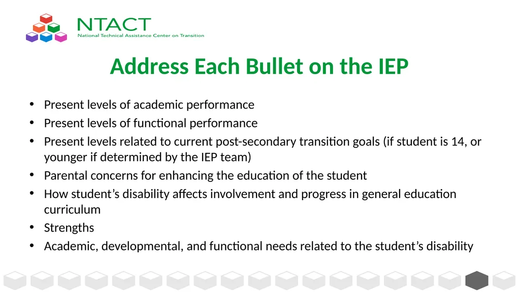 IEP Development and Implementation Considerations - slide 19 of 61