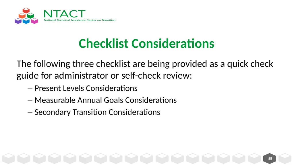 IEP Development and Implementation Considerations - slide 58 of 61