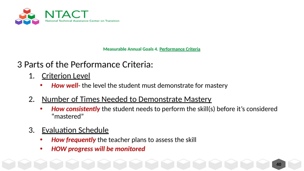 IEP Development and Implementation Considerations - slide 40 of 61
