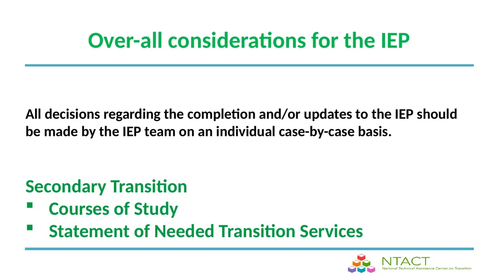 IEP Development and Implementation Considerations - slide 50 of 61