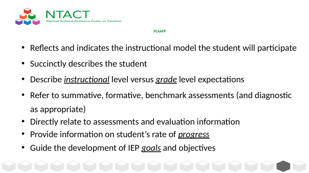 IEP Development and Implementation Considerations - slide 17 of 61
