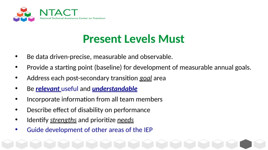 IEP Development and Implementation Considerations - slide 18 of 61