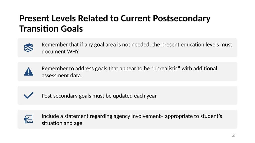 IEP Development and Implementation Considerations - slide 27 of 61