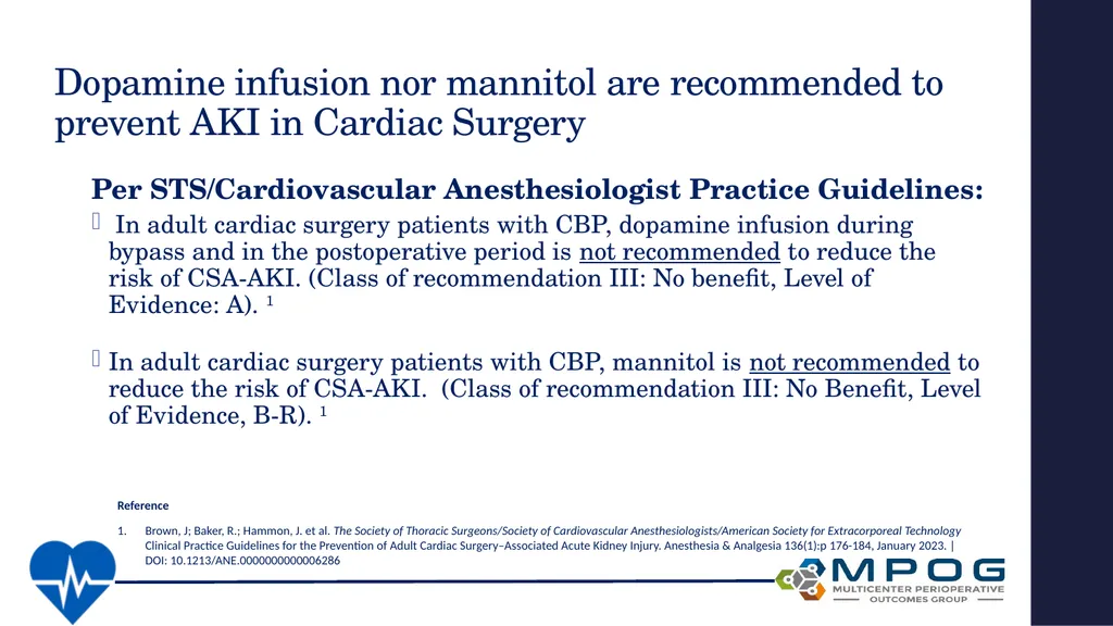 Avoiding Kidney Injury: Cardiac Surgery Objectives - slide 27 of 32