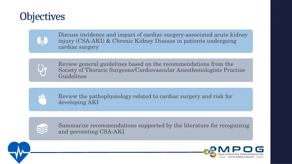 Avoiding Kidney Injury: Cardiac Surgery Objectives - slide 2 of 32