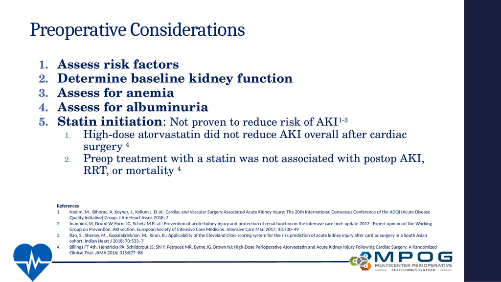 Avoiding Kidney Injury: Cardiac Surgery Objectives - slide 13 of 32