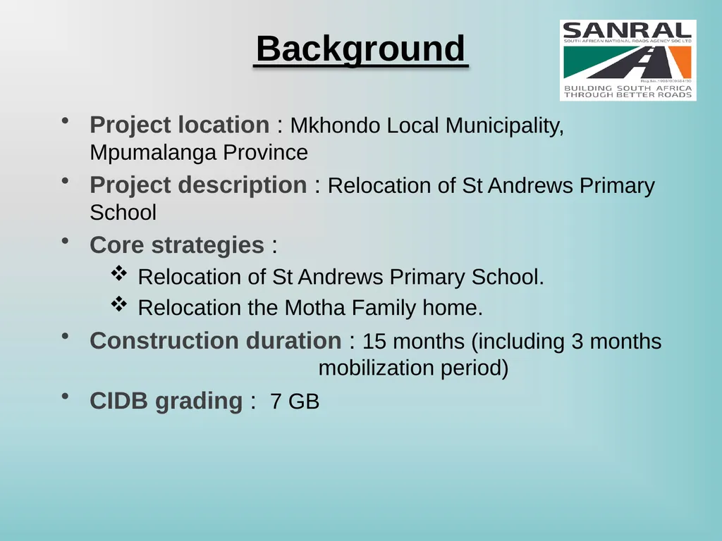 CONTRACT NR. SANRAL C002-048-2024/1 Relocation of - slide 4 of 38