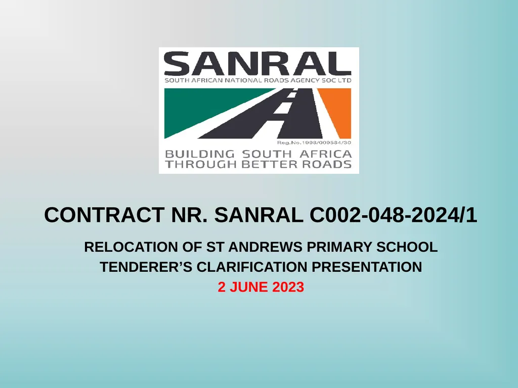 CONTRACT NR. SANRAL C002-048-2024/1 Relocation of - slide 1 of 38