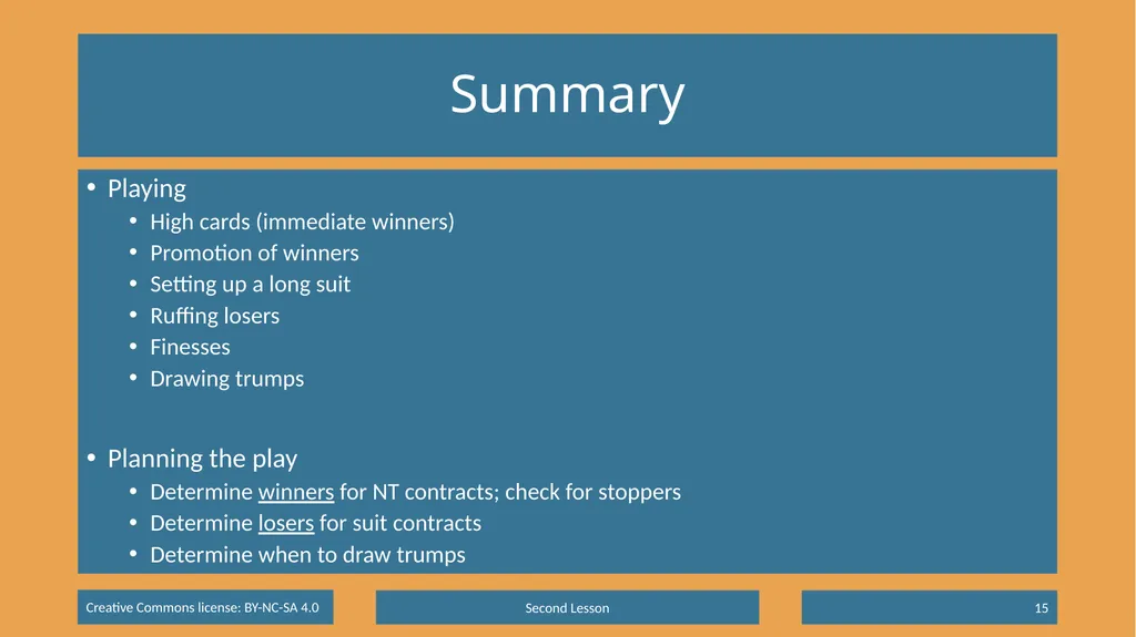 Basic Beginning Bridge Lesson 2 – Declarer Play - slide 15 of 15