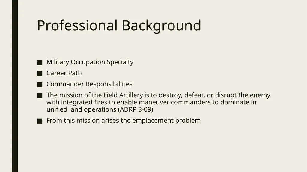 Field Artillery Site Suitability Analysis Captain - slide 3 of 21