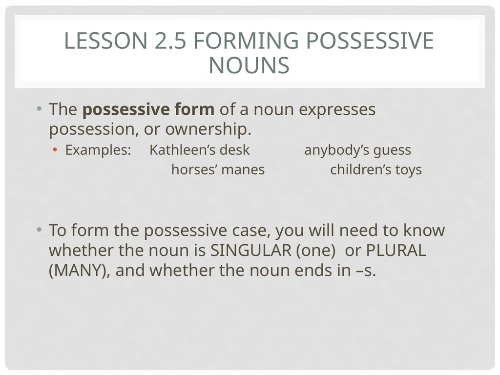 Grade 6 Grammar Studies Unit 2: Nouns Unit - slide 12 of 16