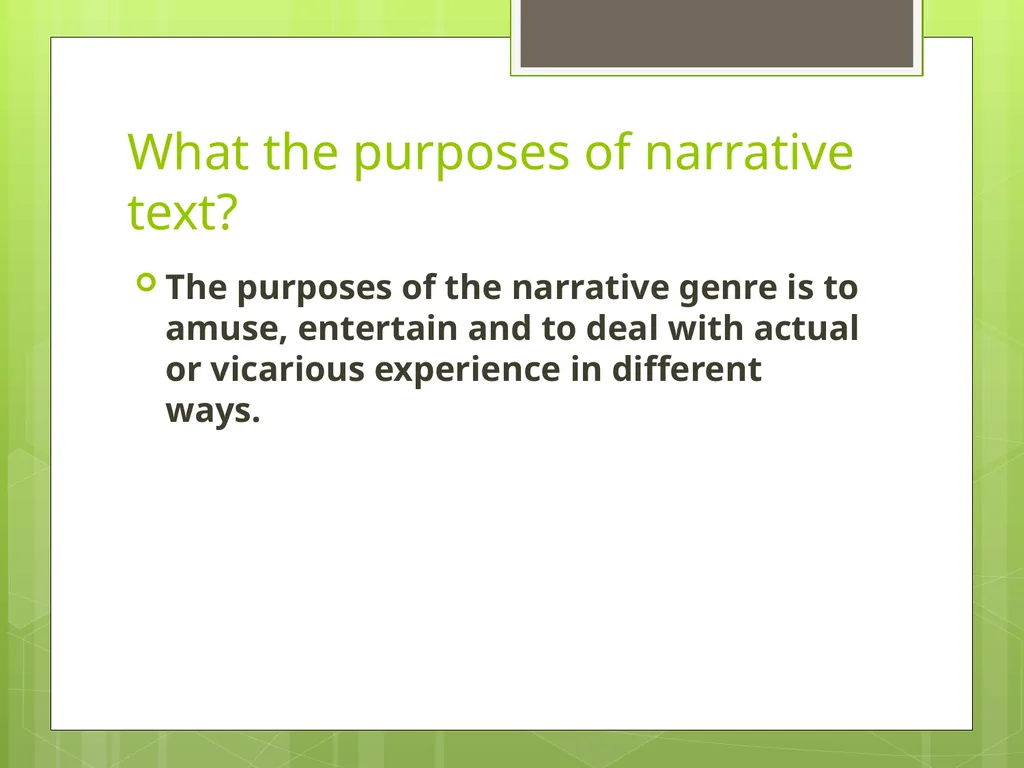 Narrative TEXT What do you know about narrative - slide 5 of 11