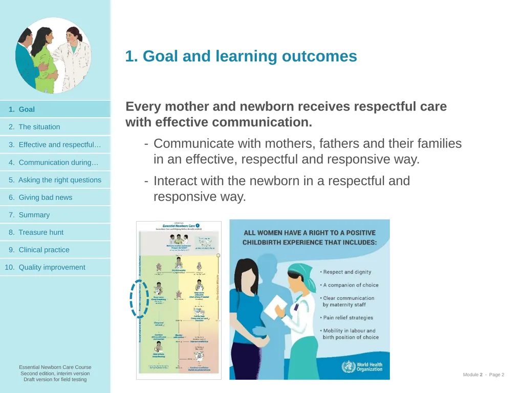 Communication skills 1. Goal and learning outcomes - slide 2 of 23