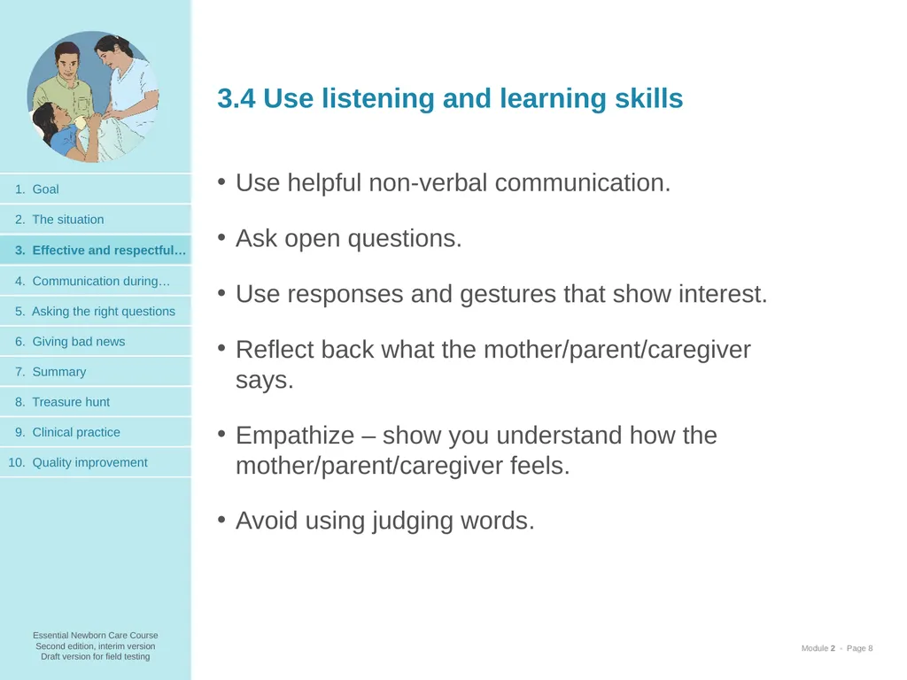 Communication skills 1. Goal and learning outcomes - slide 8 of 23