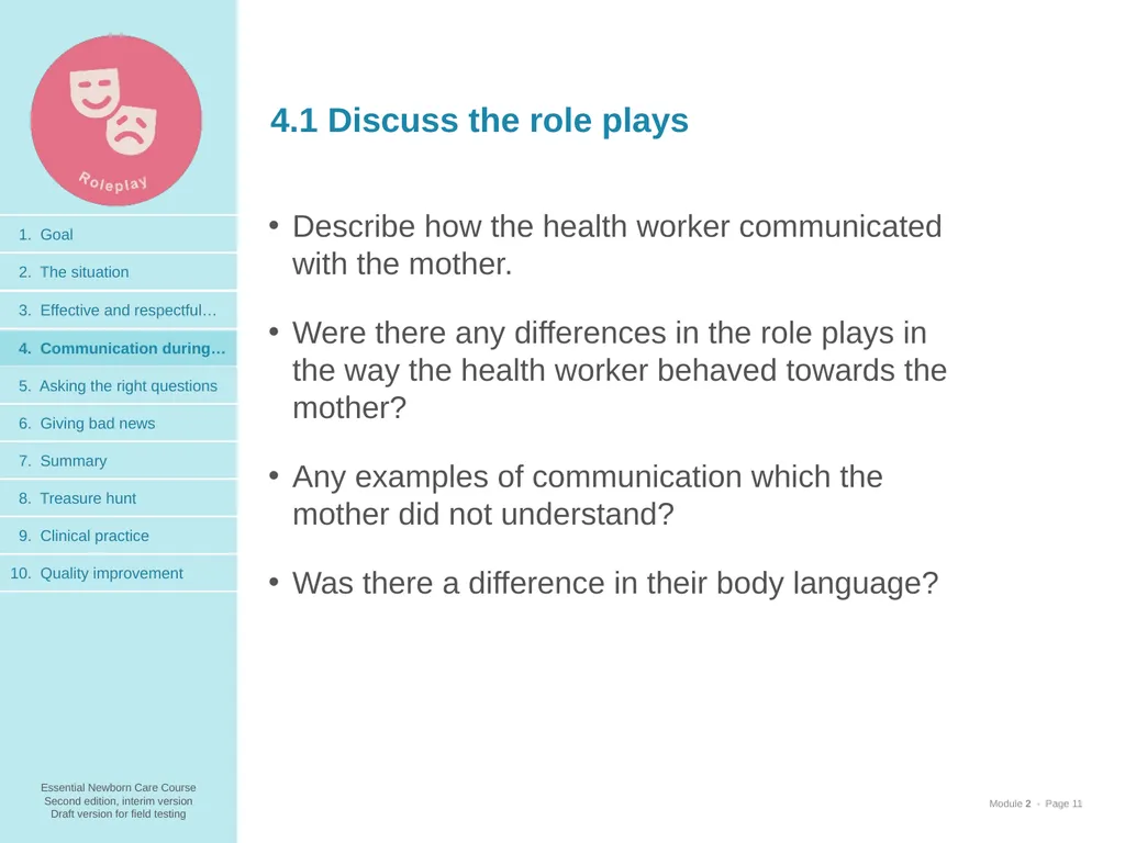 Communication skills 1. Goal and learning outcomes - slide 11 of 23