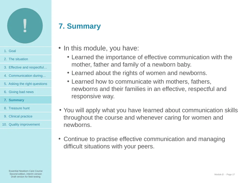 Communication skills 1. Goal and learning outcomes - slide 17 of 23