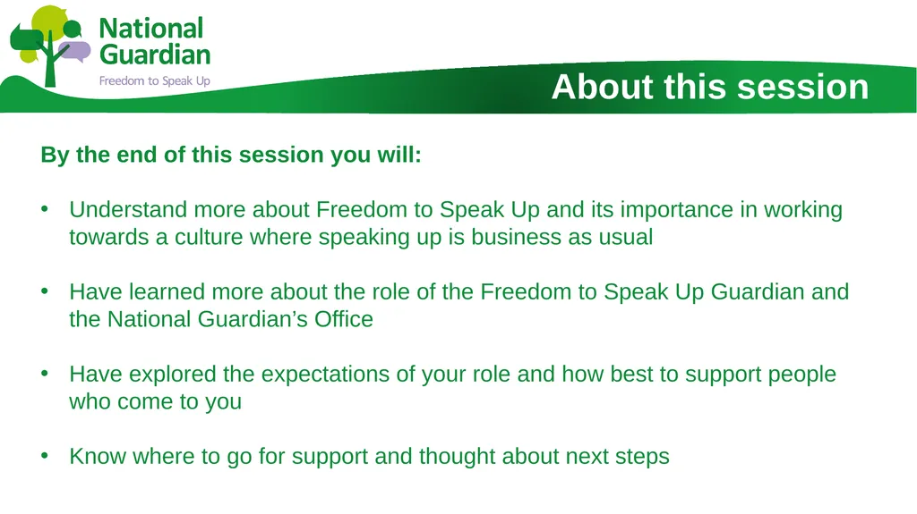 Information Session for Freedom To Speak Up - slide 3 of 24