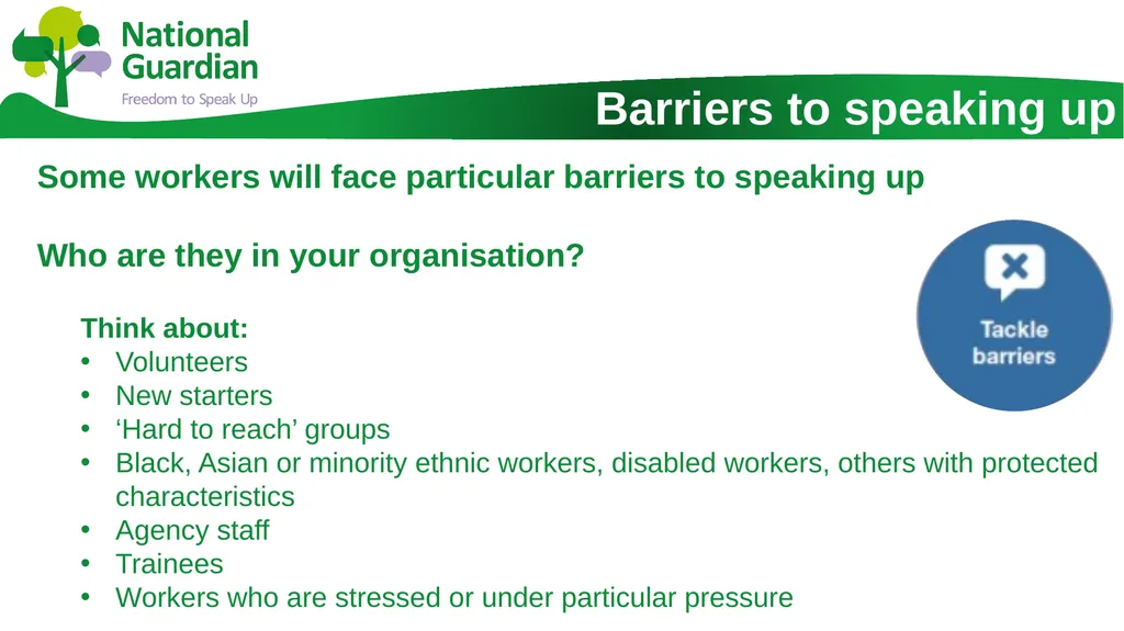 Information Session for Freedom To Speak Up - slide 9 of 24